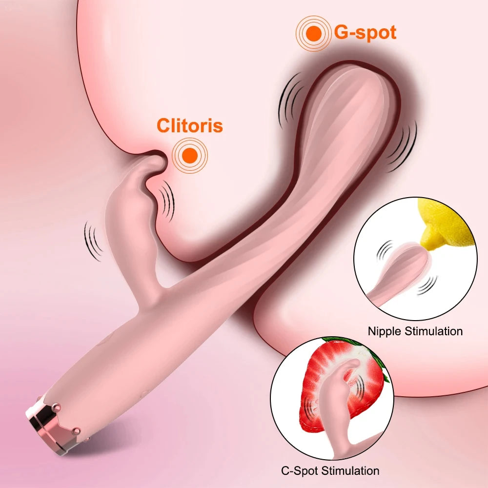 Amoura Nipple, Clitoral & G-Spot Rabbit Vibrator, Personal Massager, 10-Speed Vibrating, Women's, Silicone, Waterproof – nipple vibrator