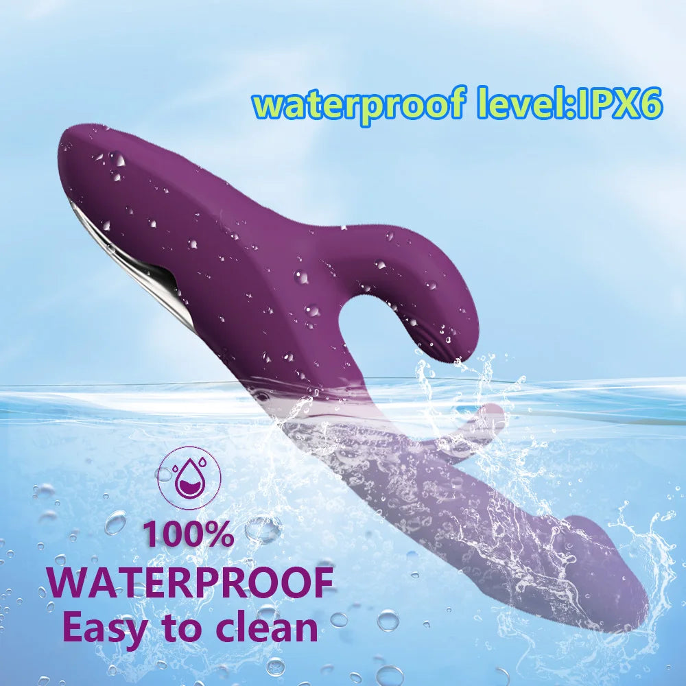 Amoura Rabbit Clitoral Vibrator, Personal Massager, Vibrating & Flapping, Women's, Food Grade Silicone, Waterproof – food grade silicone