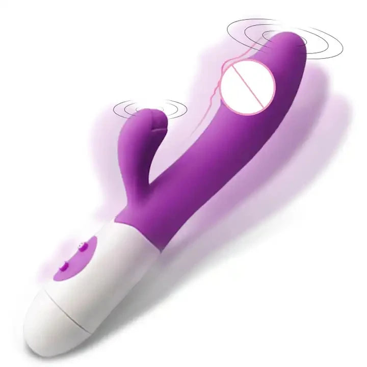 Amoura Rabbit Vibrator, Vaginal & G-Spot Dildo, Vibrating, Women's, Manual, TPE & ABS, Waterproof – vibrating dildo