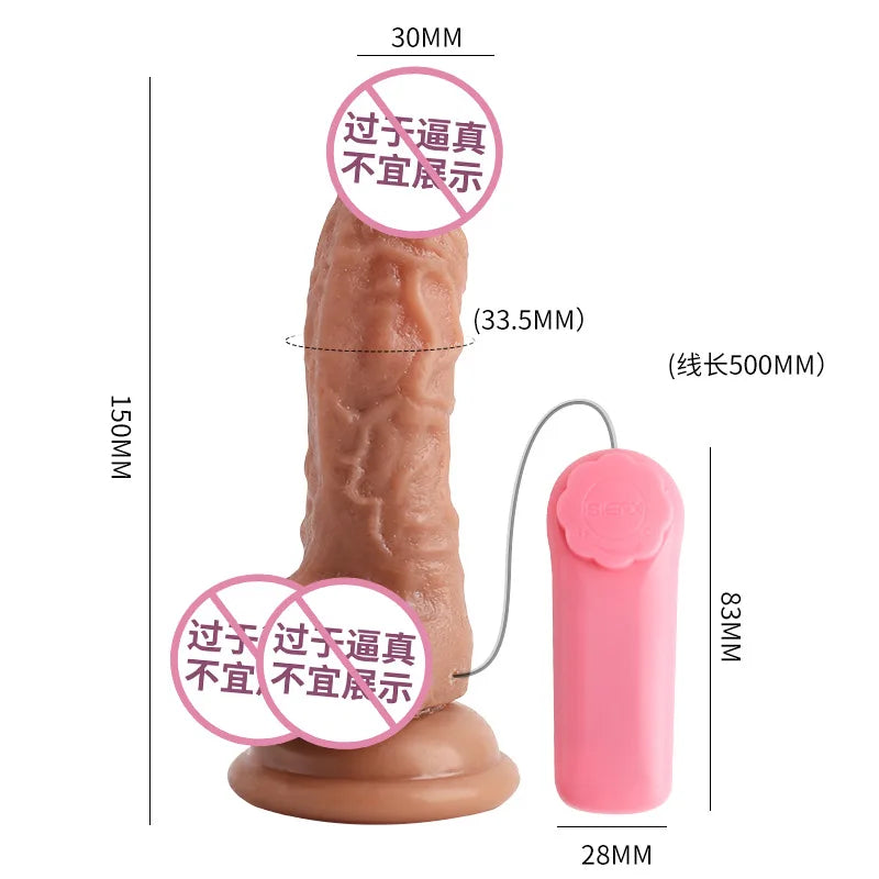 Amoura Realistic Dildo, Vibrating, Women's, Remote Control, TPE, Waterproof – women's vibrator