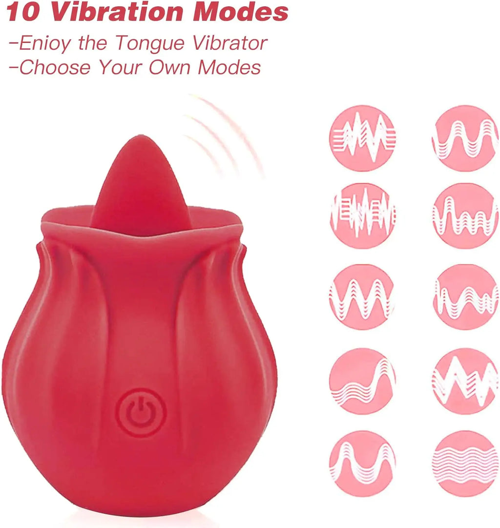 Amoura Rose Clitoral & G-Spot Suction Vibrator, 10-Speed Licking & Vibrating, Women's, Silicone – 10-speed vibrator