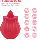 Amoura Rose Clitoral & G-Spot Suction Vibrator, 10-Speed Licking & Vibrating, Women's, Silicone – 10-speed vibrator