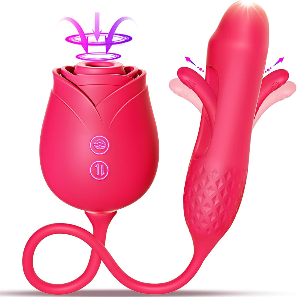 Rose toy showcasing suction and thrust modes