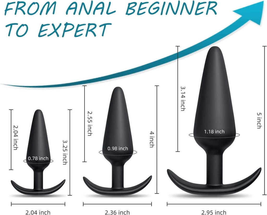 Amoura Anal & Prostate Plug Kit, Three Sizes, Tapered, Medical-Grade Silicone – prostate massager