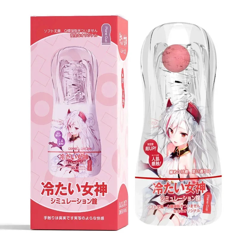Amoura Male Stroker Cup, Manual Masturbator, Adjustable Vacuum Suction, Transparent TPE – adjustable suction