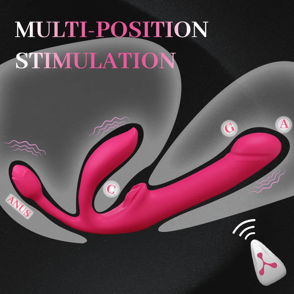 Amoura G-Spot, C-Spot & Anal Triple-Head Vibrator, Couples Massager, Vibrating & Thrusting, Remote Control, Medical-Grade Silicone, Waterproof – wearable vibrator