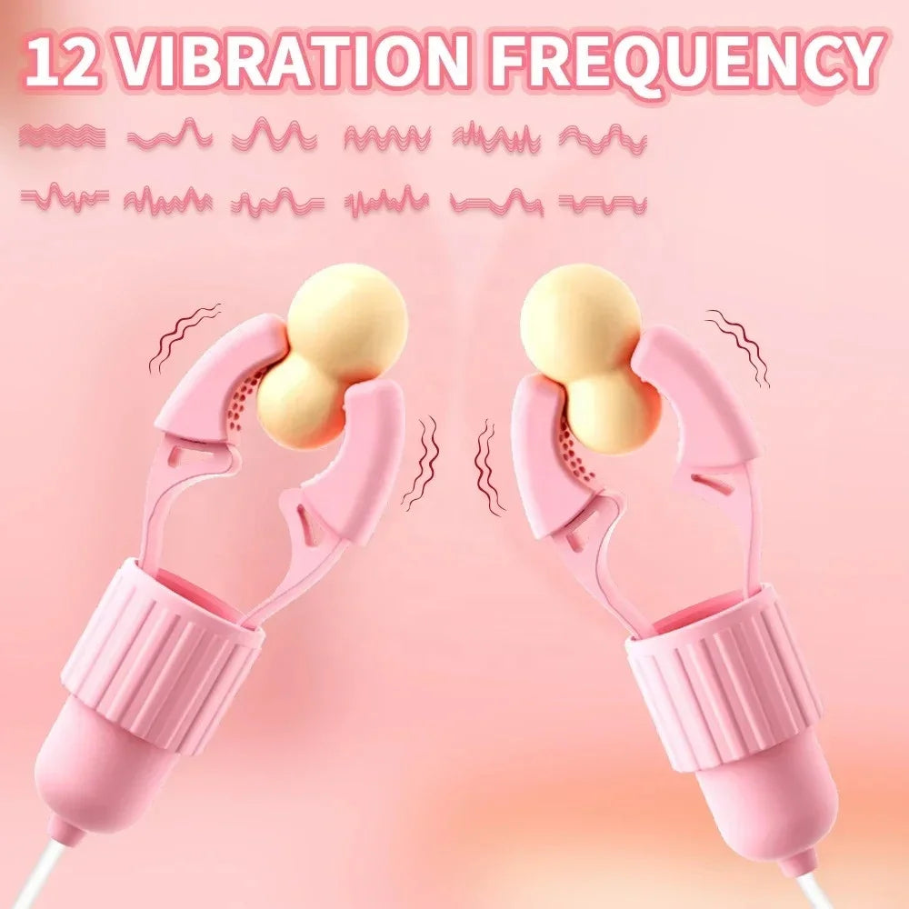 Amoura Vibrating Nipple Clamps, 12 Modes, Remote Control, Silicone, Waterproof – waterproof nipple clamps
